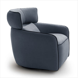 Lilly Swivel Armchair - Blue Microfiber