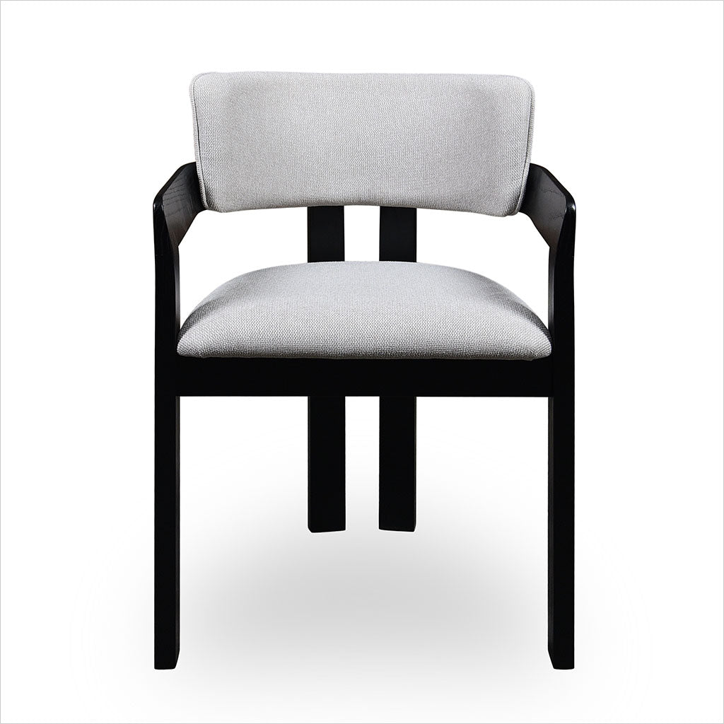 Marco Armchair - Beige fabric - Black Oak