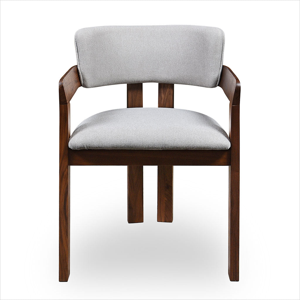 Marco Armchair - Beige Fabric - Walnut