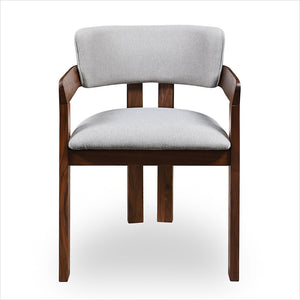 Marco Armchair - Beige Fabric - Walnut