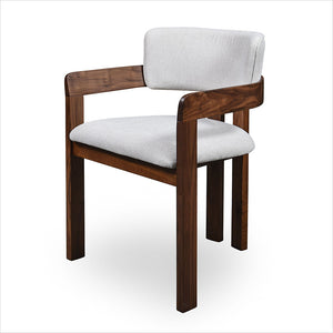 Marco Armchair - Beige Fabric - Walnut