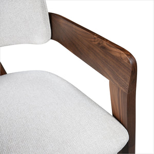 Marco Armchair - Beige Fabric - Walnut