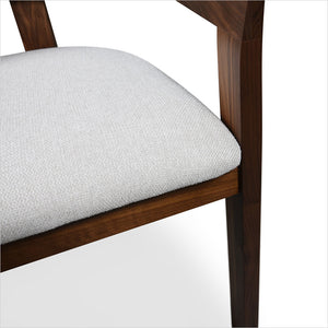 Marco Armchair - Beige Fabric - Walnut