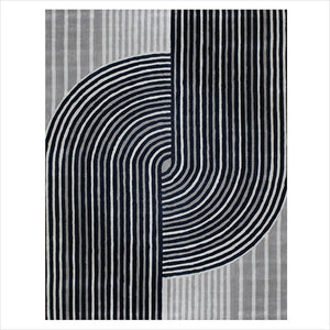 Retro Area Rug - Black Grey