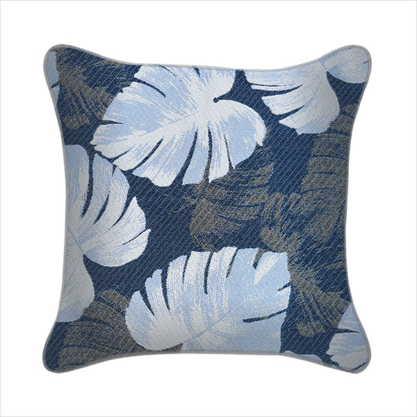 Tiah Cove Blue Leaf Floral Throw Pillow